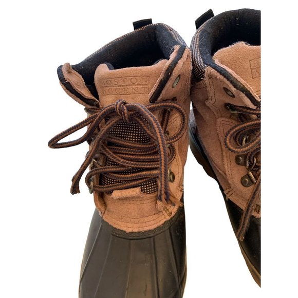 9M Boston Accent "Sleek" Women's Lace Up Winter Duck Boots Tan Suede and Navy Bl - Picture 6 of 11